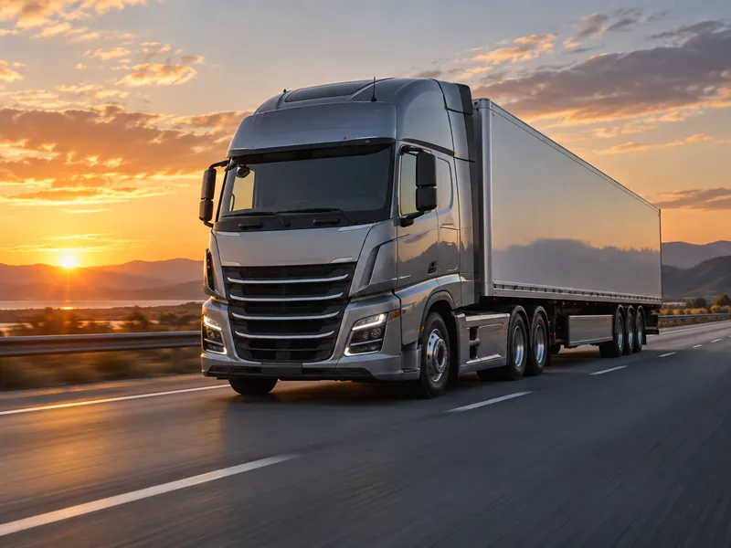Tracteur routier poids lourd sur un axe autoroutier, illustrant sa mission d'efficacité énergétique en transport longue distance